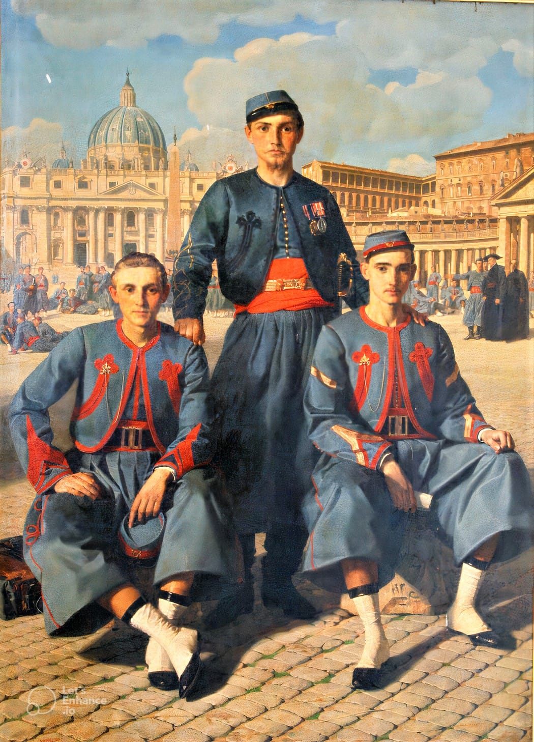 Papal Zouaves photographed during garrison life
