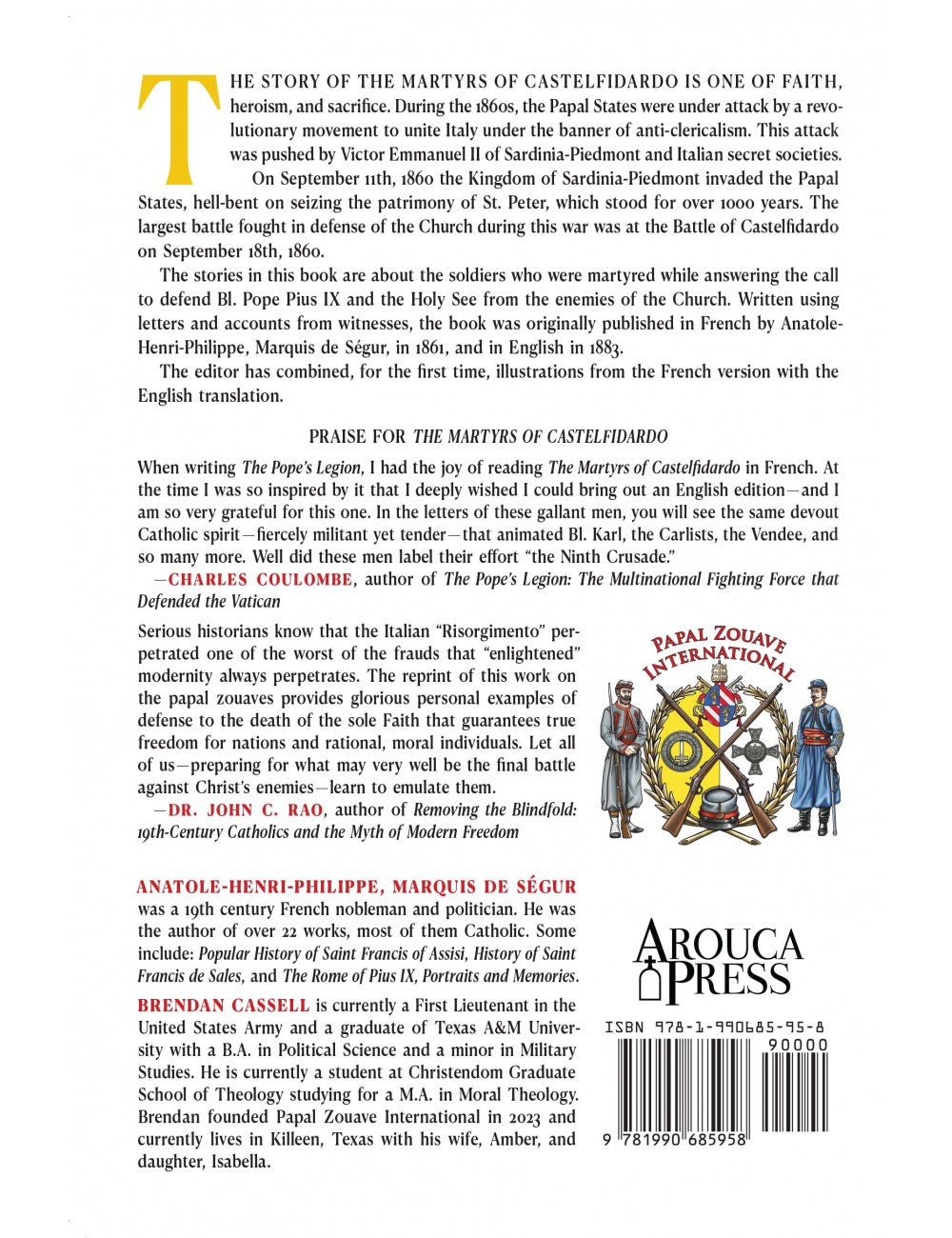 Martyrs of Castelfidardo Back Book Cover Papal Zouaves