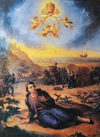 Painting depicting the death of Papal Zouave Joseph Louis Gu&eacute;rin