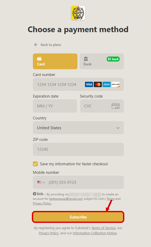 Step 3: Complete payment